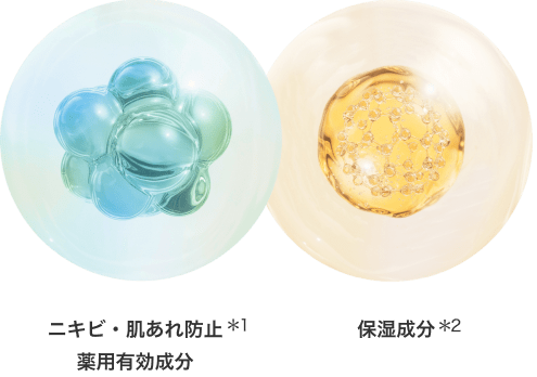ニキビ・肌あれ防止*1薬用有効成分、保湿成分*2