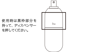 使用時は黒枠部分を持って、ディスペンサーを押してください。