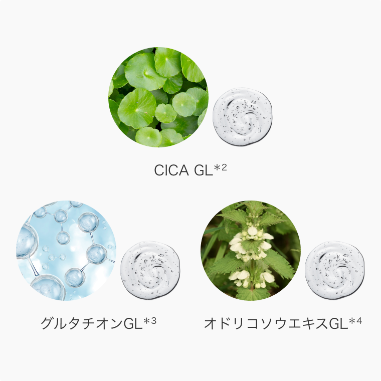 CICA GL＊2 / グルタチオンGL＊3 / オドリコソウエキスGL＊4